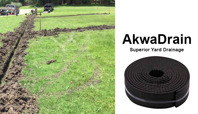 Akwadrain yard drainage system installation progress