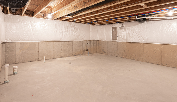 basement has been insulated and waterproofed