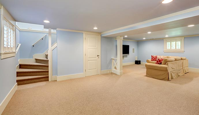 Beautiful basement living space with windows Beautiful basement living space with windows
