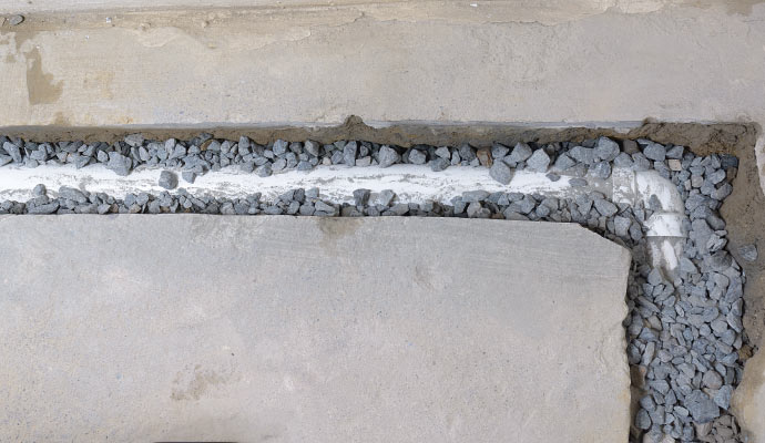 Installing drainage system on the concrete floor
