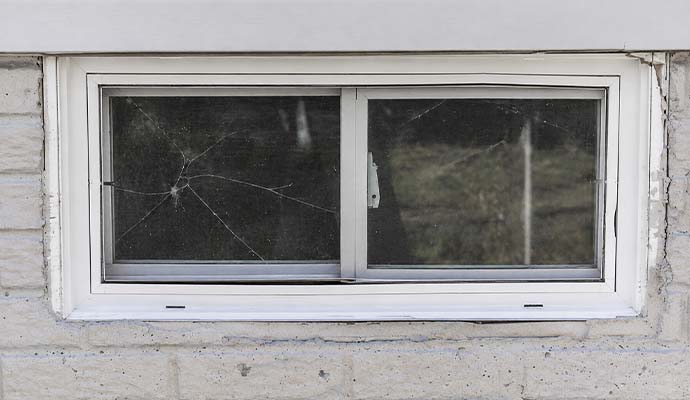 Cracked basement window