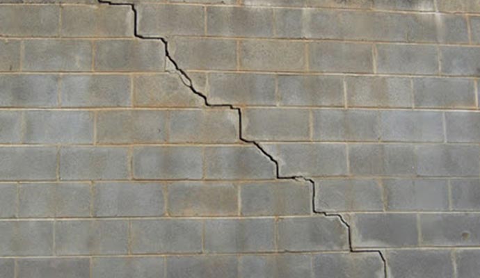 Bowing basement wall crack