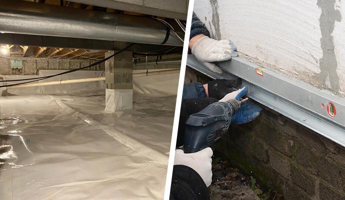 Collage of crawl space and foundation repair