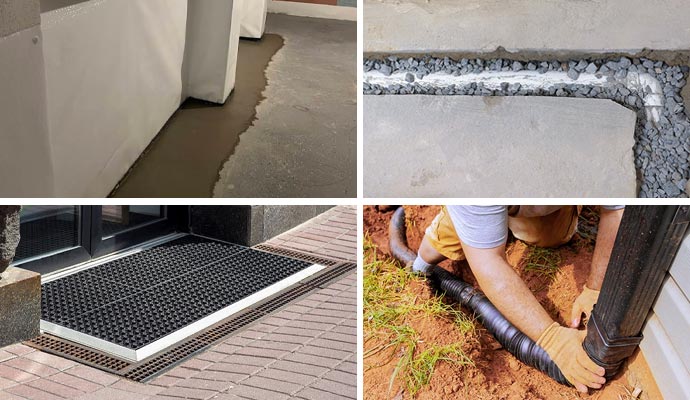 Collage of different drainage systems