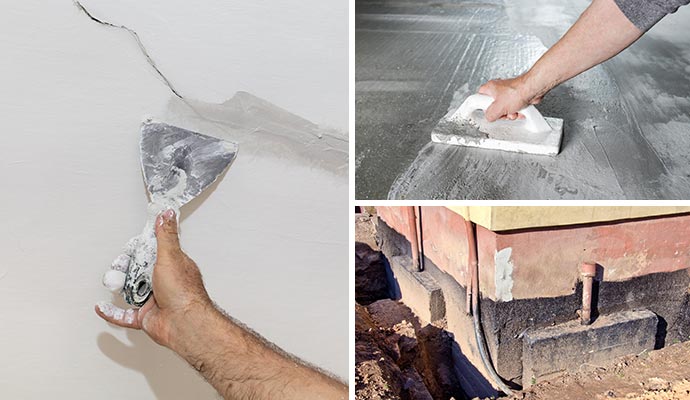 Collage of foundation wall floor and stabilization services