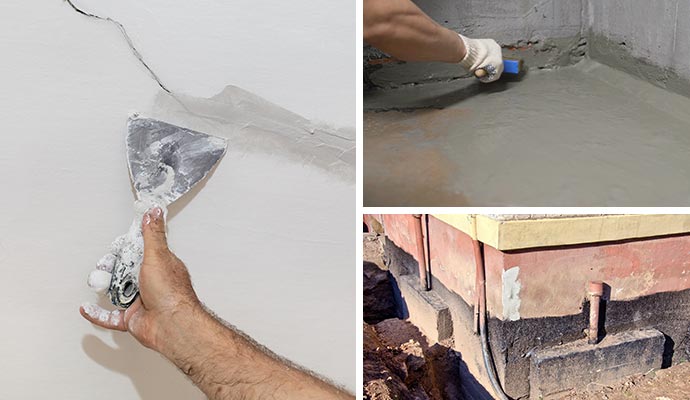 Collage of wall repair, floor repair and commercial repair Collage of wall repair, floor repair and commercial repair