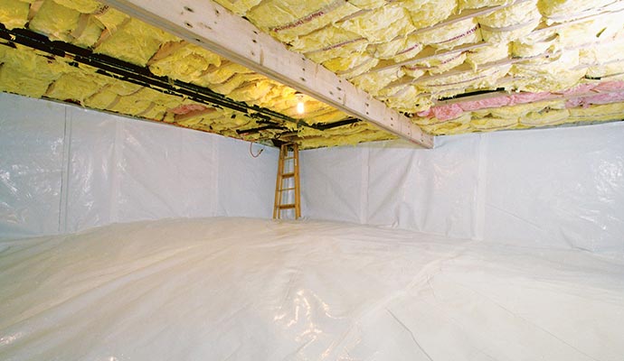 Crawl space basement insulation vapor barrier
