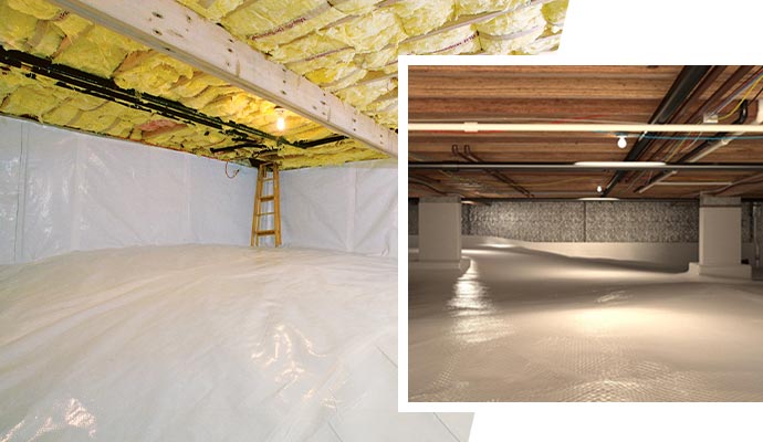 Crawl space insulation and encapsulation collage