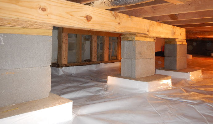 crawl space that has been repaired