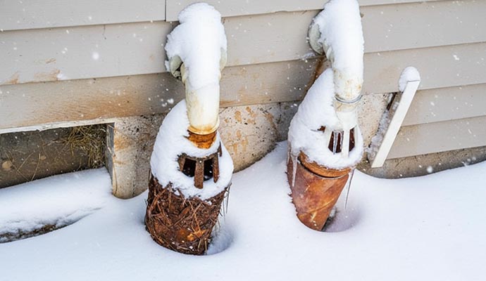 Frozen discharge pipes