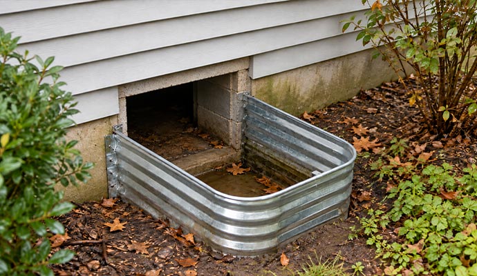 Standing water inside metal crawl space access well