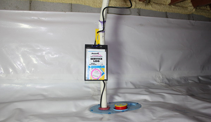 Installed sump pump in crawl space