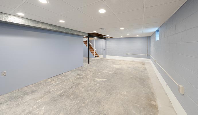Dry and clean basement after waterproofing service
