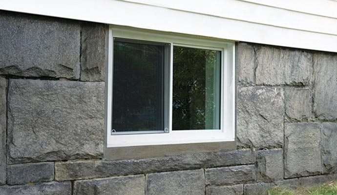 beautiful windows in basement