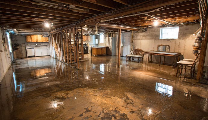Flooded basement floor