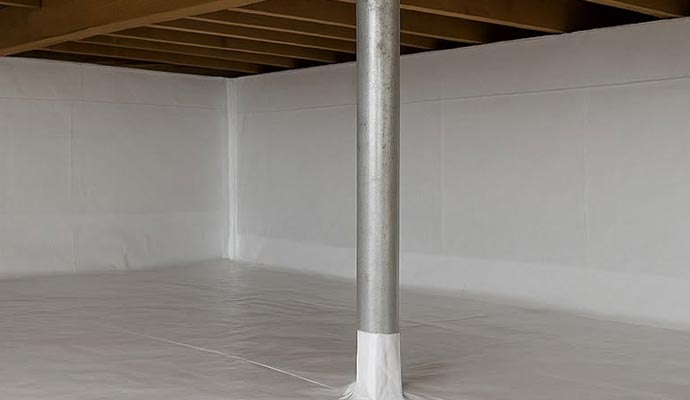 Foundation pile in crawlspace