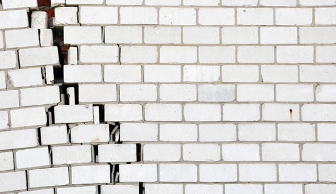 a falling foundation wall