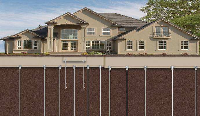 Illustration of residential house foundation repair method