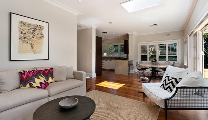 Living room with clean indoor air quality