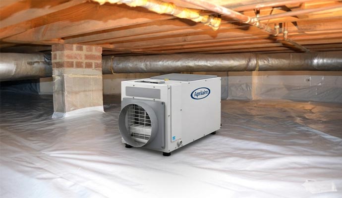 Dehumidifier installed in crawl space