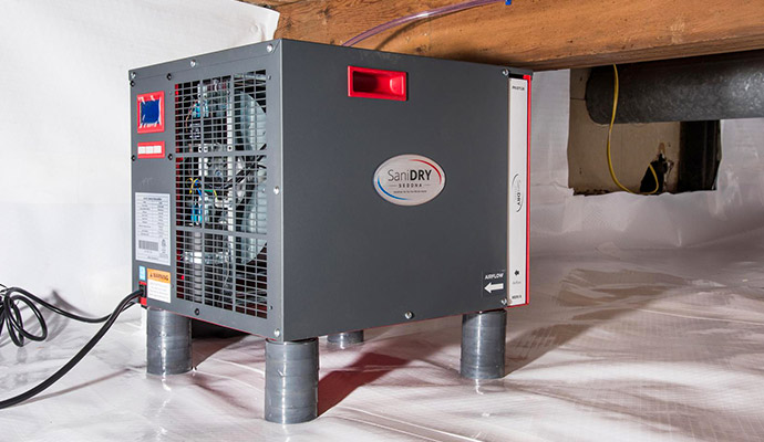 Installed dehumidifier in crawlspace