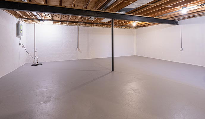 Installed sump pump in waterproofed basement