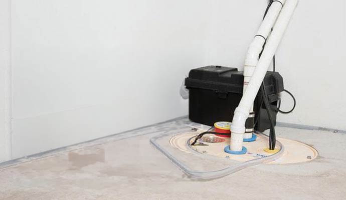 Installed sump pump with secondary pump for backup