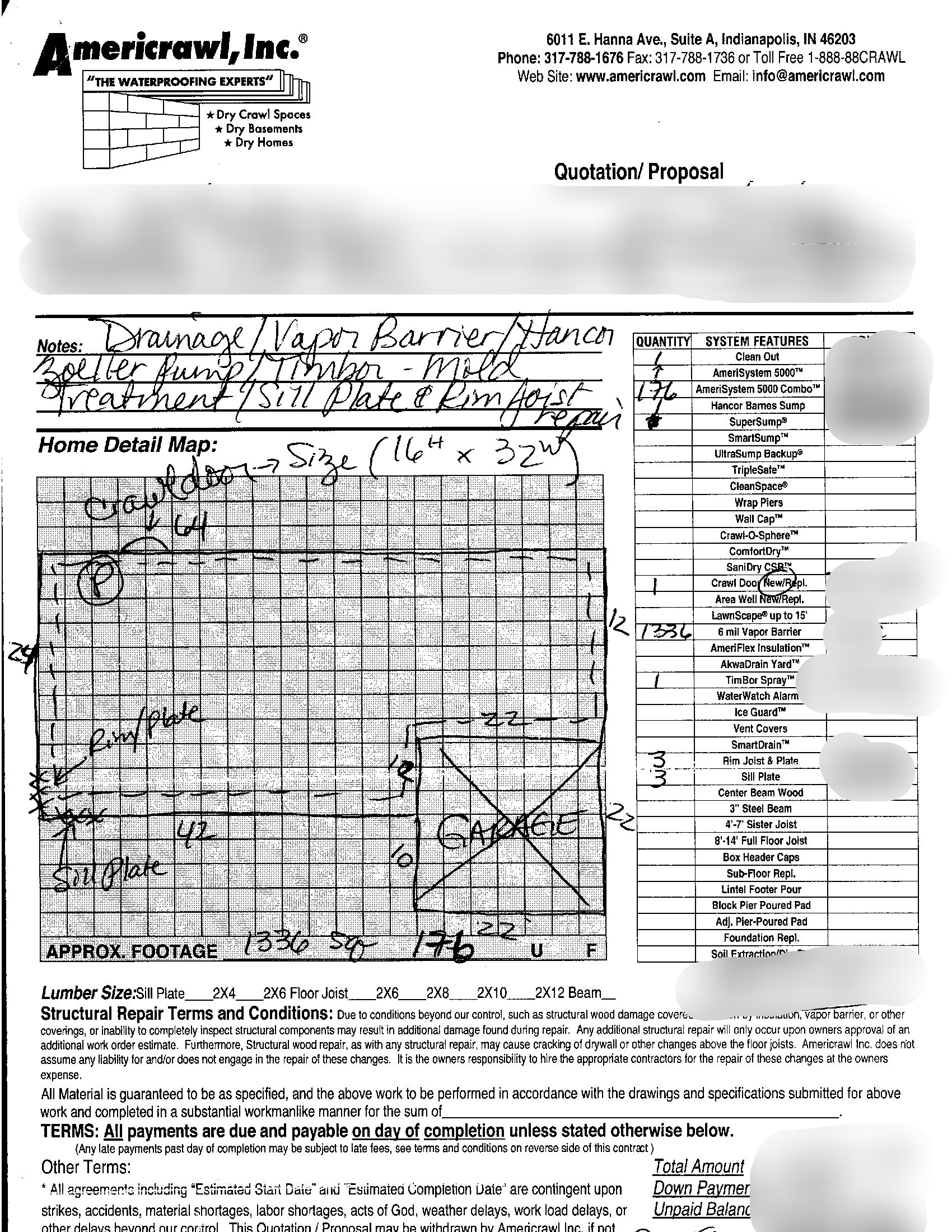 Crawl Space Drainage Structural Wood Repair