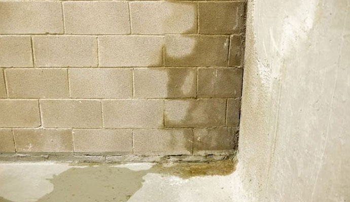 leaking wall crack in basement