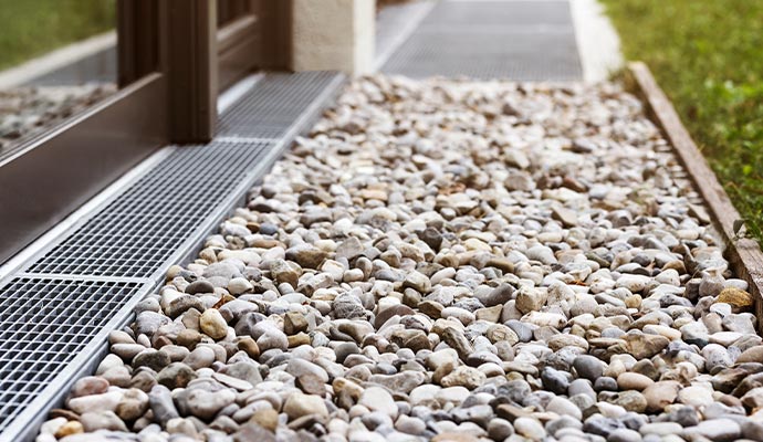 Newly installed entryway drainage system