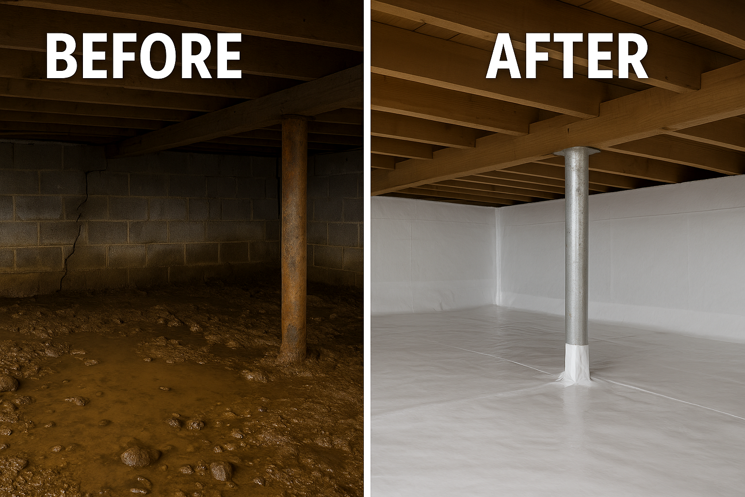 Crawl Space Maintenance-Before-After