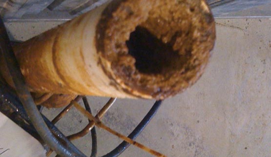 old water pipes clogged drain