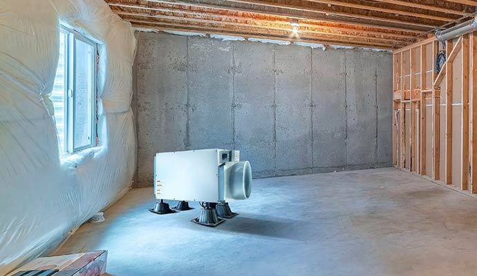 Installed dehumidifier in basement
