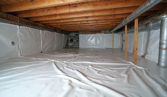 Sealed crawl space for moisture protection
