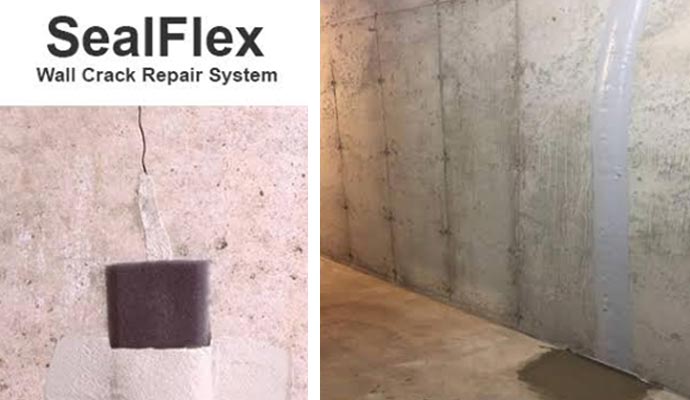 Sealflex basement wall crack repair system
