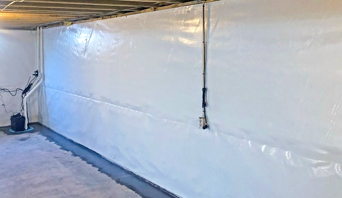 Basement wall vapor barrier