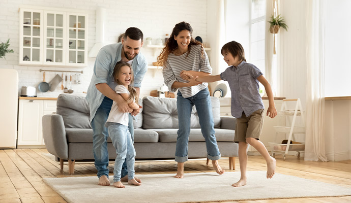 Happy family at living room