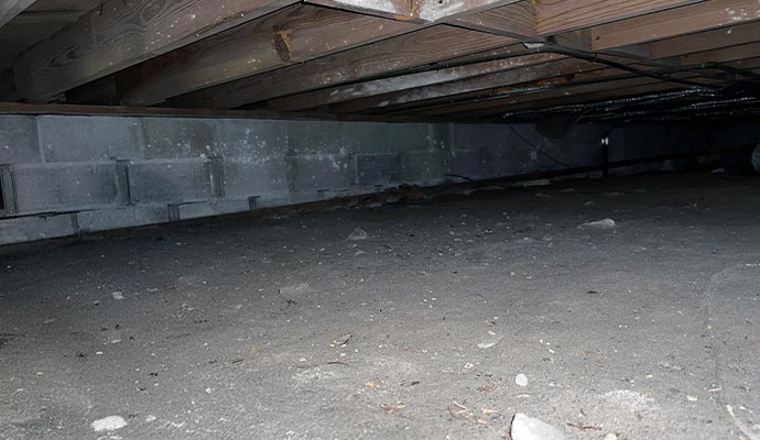 Unfinished crawl space
