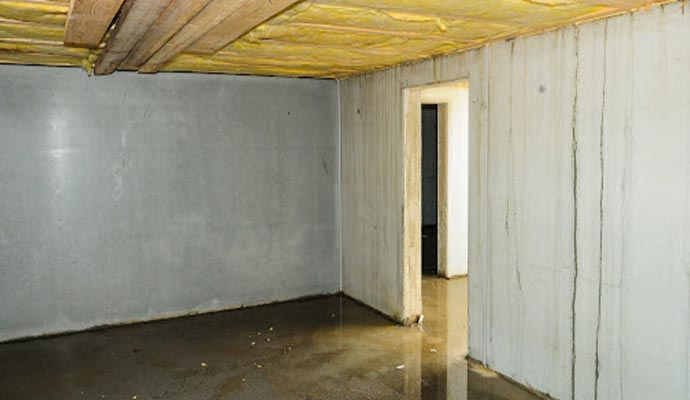 Water damaged basement floor