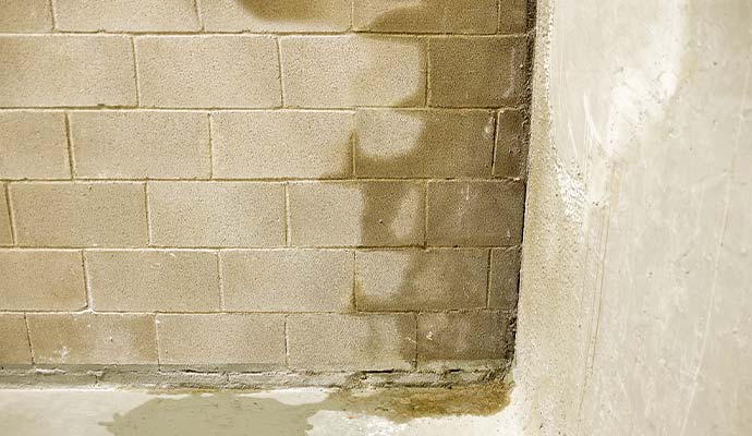 Water damaged concrete block