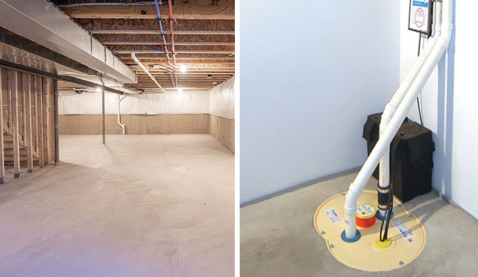 Waterproofed basement and installed sump pump